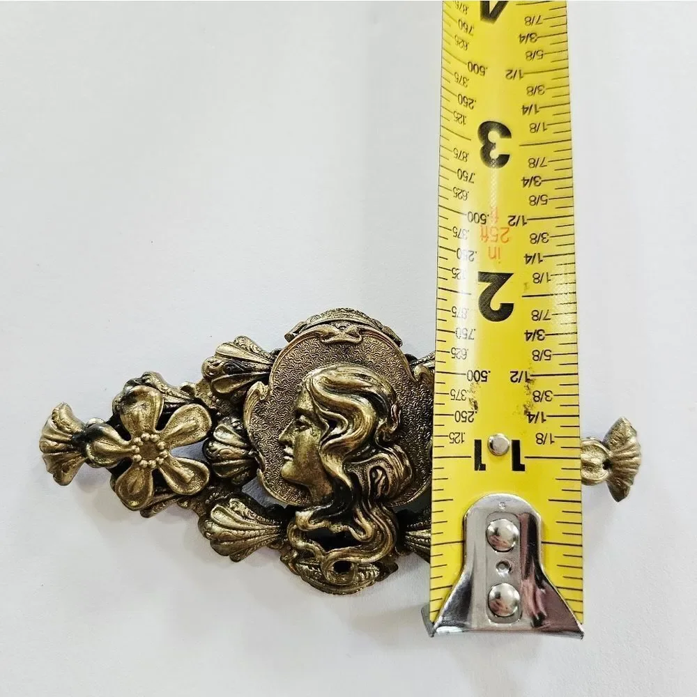 Vintage Antique? Large Art Nouveau Gibson Girl Portrait Antique Brass Brooch Pin